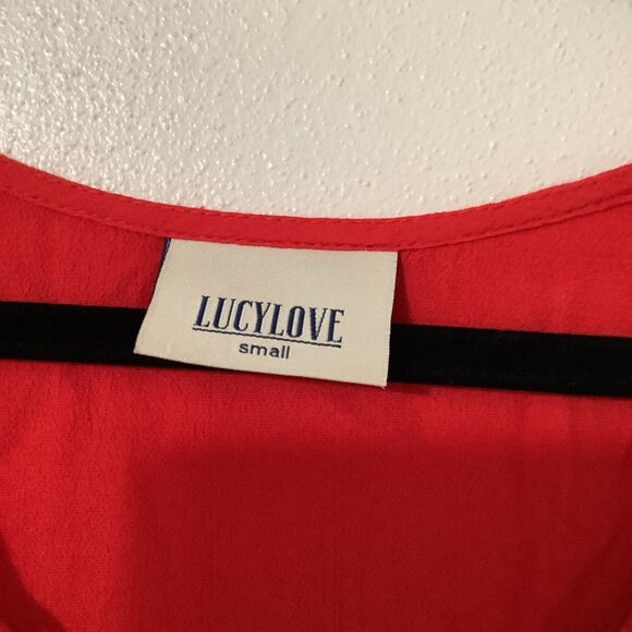 Lucy Love Red Bohemian Hippie Festival Sexy Renaissance Faire Peasant Blouse S - Picture 7 of 9